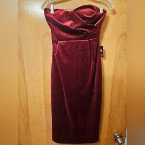 Express Strapless Burgundy Velvet Dress